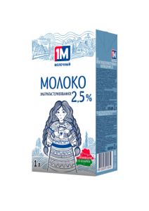 Молоко ультрапаст. 1М Молочный 2,5 % тетрабрик 1л (без кр) 1/12