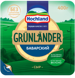 Сыр полутвёрдый Баварский  400гр брусок 1/6