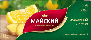 Чай Майский Имбирный лимон зеленый 25 пакет 37,5г