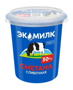 Сметана Экомилк 30% 300гр 1/12
