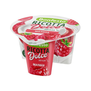 Сыр мягкий Рикотта 40% и наполнитель Малина 125г (Bonfesto)