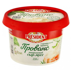 Сыр-Мусс творожный с прованскими травами ПРОВАНС 60% 210г Президент(8/1)