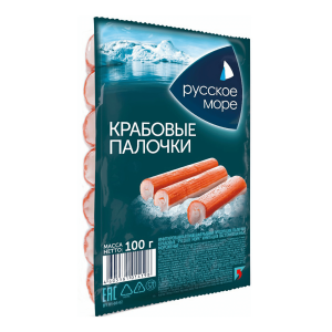 Палочки крабовые "Русское море "  имитация (100 гр) 60 шт уп
