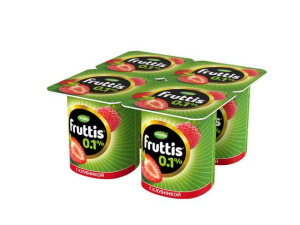 Йогурт FRUTTIS легкий клубника 0,1% 4*110г