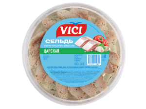 Сельдь филе-кусочки солён.с укропом в масле Царская 200гр Vici