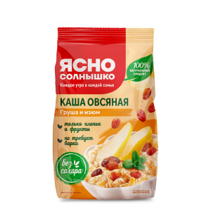 Каша овсяная с грушей и изюмом 300гр Ясно солнышко