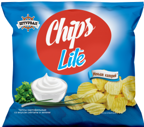 Снеки Овал со вкусом сметаны и зелени 65г CHIPS Lite (1/14)