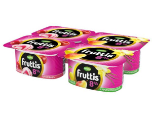 Йогурт FRUTTIS Супер Экстра.Вишн.Пломбир/ГрушаВаниль 8% 4*115г(16/4)
