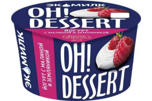 Йогурт с малиной и земляникой ОХ!Десерт 4,2% 130гр 1/12