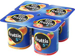 Йогурт FRUTTIS Слив.Лаком.клубн/персик 5% 4*115г(24/4)