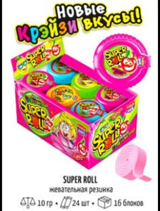 Жевательная резинка "Super Roll Tattoo" Ассорти 12г*16бл*24шт