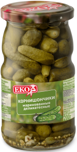 Корнишончики марин.деликатесные (1-3см)370 гр Еко