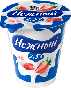 Йогурт "Нежный" с соком клубники 2,5% 350г стак. (12/1)