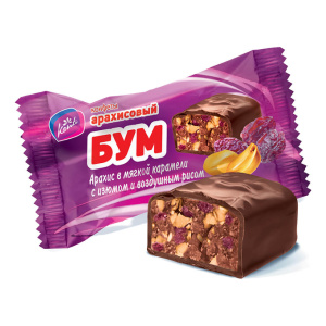 Конфеты «Арахисовый бум-Конти» Арахис в мягкой карамели с изюмом и воздушным рисом 1кг