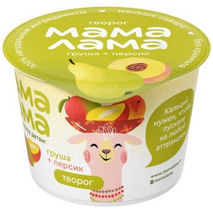 Мама Лама творог с персиком и грушей 3,8% 100г