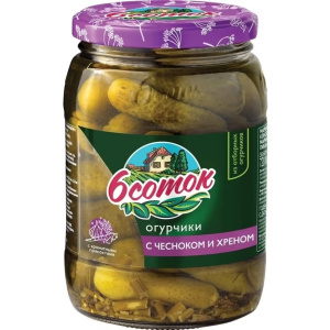 Огурчики маринов. С чесноком и хреном Шесть соток 720мл 1/12
