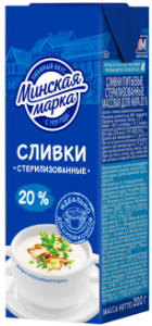Сливки стер. "Минская марка" 20% тетра-брик 200г