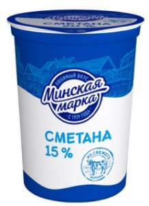 Сметана Минская марка 15% стакан 380гр