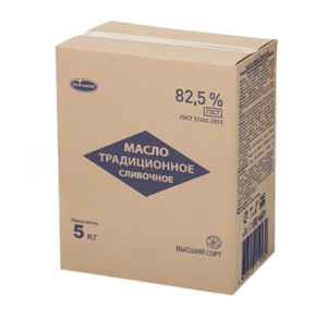 Масло сладко-сливочное Традиционное несолёное 82,5% 5кг блок Экомилк