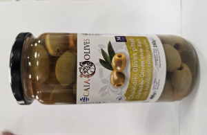 Оливки зелёные Халкидики  без косточек 500мл в ст.б.