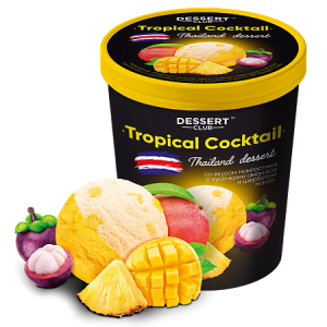 Ведро Dessert club Tropical coctail слив. мангостин-ананас и щербет манго 420гр 6шт/кор