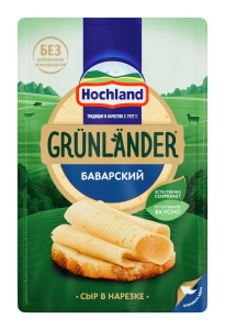 Сыр "Grunlander" Баварский Хохланд слайс 130г 1/8