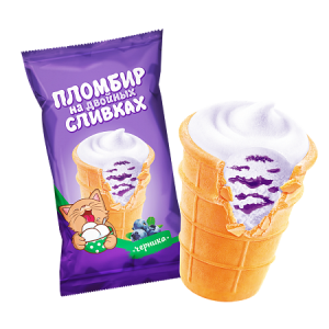 Стакан ваф. Пломбир На двойных сливках черника 82гр (24шт/кор)