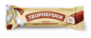 Сырок глазированный ТВОРОБУШКИ Кокос в молочной глазури с кокос. струж. 20% флоупак 40г