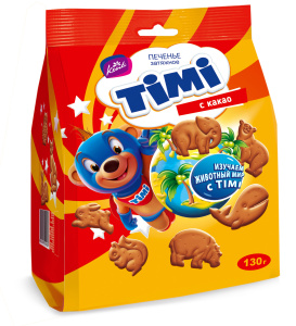 Печенье затяжное "TIMI" с какао 130г