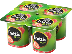 Йогурт FRUTTIS легкий клубника 0,1% 4*110г