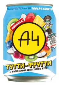 А4 Напиток н/газ Тутти Фрутти с кусочками кокос. желе 0,24 л