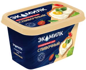 Сыр плавленый Сливочный Экомилк 55% 350гр 1/6