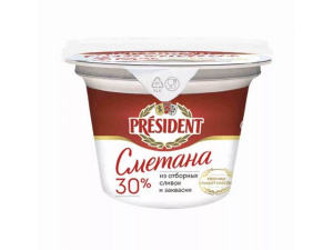 Сметана 30% 180г Президент