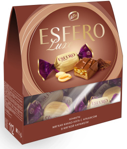 Конфеты "ESFERO Luxe"Мягкая какао-нуга с арахисом в мягкой карамели 112г Конти