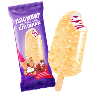 Эскимо На двойных сливках пломб. с гранат. джем. в бел. глаз. с возд. рисом 70гр (1/30)