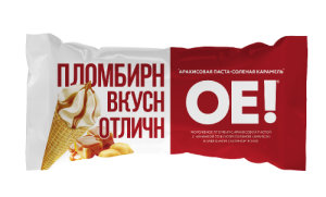 Рожок ОЕ Арахис-карамель пломб. арах. с сол. карам. 80гр (1/16)
