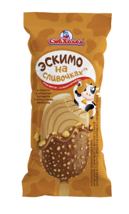 Эскимо На сливочках Карамель слив с сол.карам., арахис в карам. глаз. с печеньем 70гр (1/30)