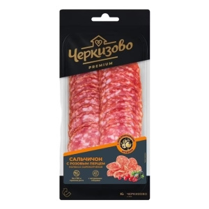 Колбаса сыро-копчёная Сальчичон с розовым перцем нарезка 85гр 1/12