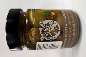 Оливки зелёные Халкидики с миндалём 320мл в ст. б.