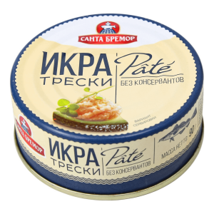 Икра трески деликатес. Пате Санта Бремор ж/б 90гр (1/6)