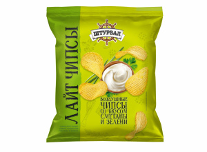Снеки Овал со вкусом сметаны и зелени 65г CHIPS Lite (1/12)
