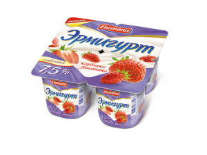 Эрмигурт Экстра слив.Клубника-Земляника 7,5% 4*100г(24/4)