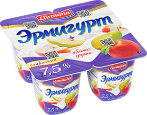 Эрмигурт Экстра слив.Яблоко-Груша 7,5% 4*100г(24/4)