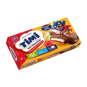 Печенье-сэндвич "ТИМИ" marshmallow клубника и сливки фас. 168г (6шт)