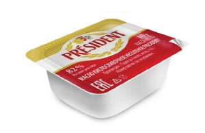 Масло кислосливочное несолёное PRESIDENT® высший сорт 10г 82% (Хорека)