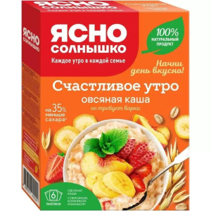 Каша овсяная с персиком/клубникой/бананом 240гр Счастливое утро