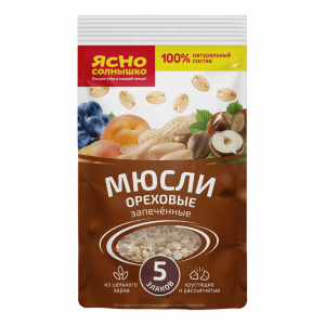 Мюсли запеченные Ореховые Ясно солнышко 300гр (1/6)
