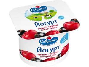 Йогурт двухсл.Вишня/черн.смородина 2,0% п/ст 120г Савушкин(12/1)