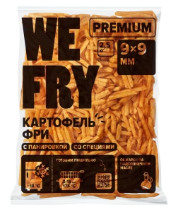 Картофель фри We Fry в панировке со специями Premium 9*9мм 2,5кг (1/5)