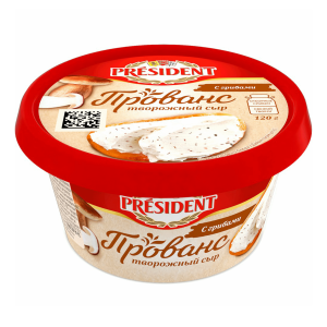 Сыр творожный с грибами ПРОВАНС 60% 120г.Президент